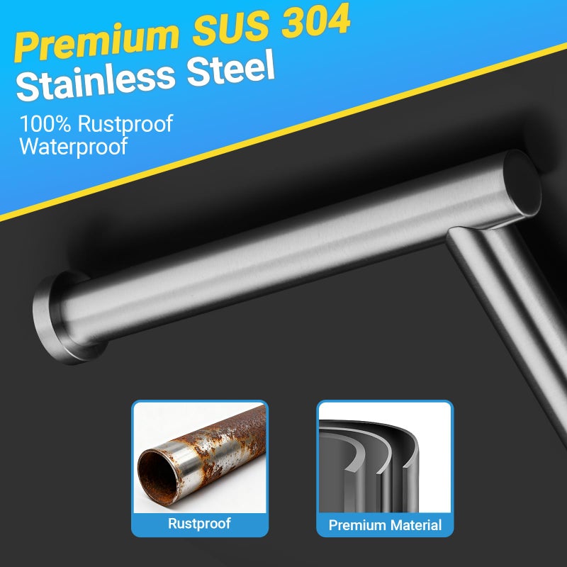 Miyili Freestanding Toilet Paper Holder & Freestanding Tissue Roll Holder for Bathroom SUS 304 Stainless Steel - Heavy Base, Matte Black - Image 3